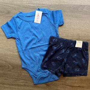 Garanimals Blue Onesie & Matching Dinosaur Print Shorts